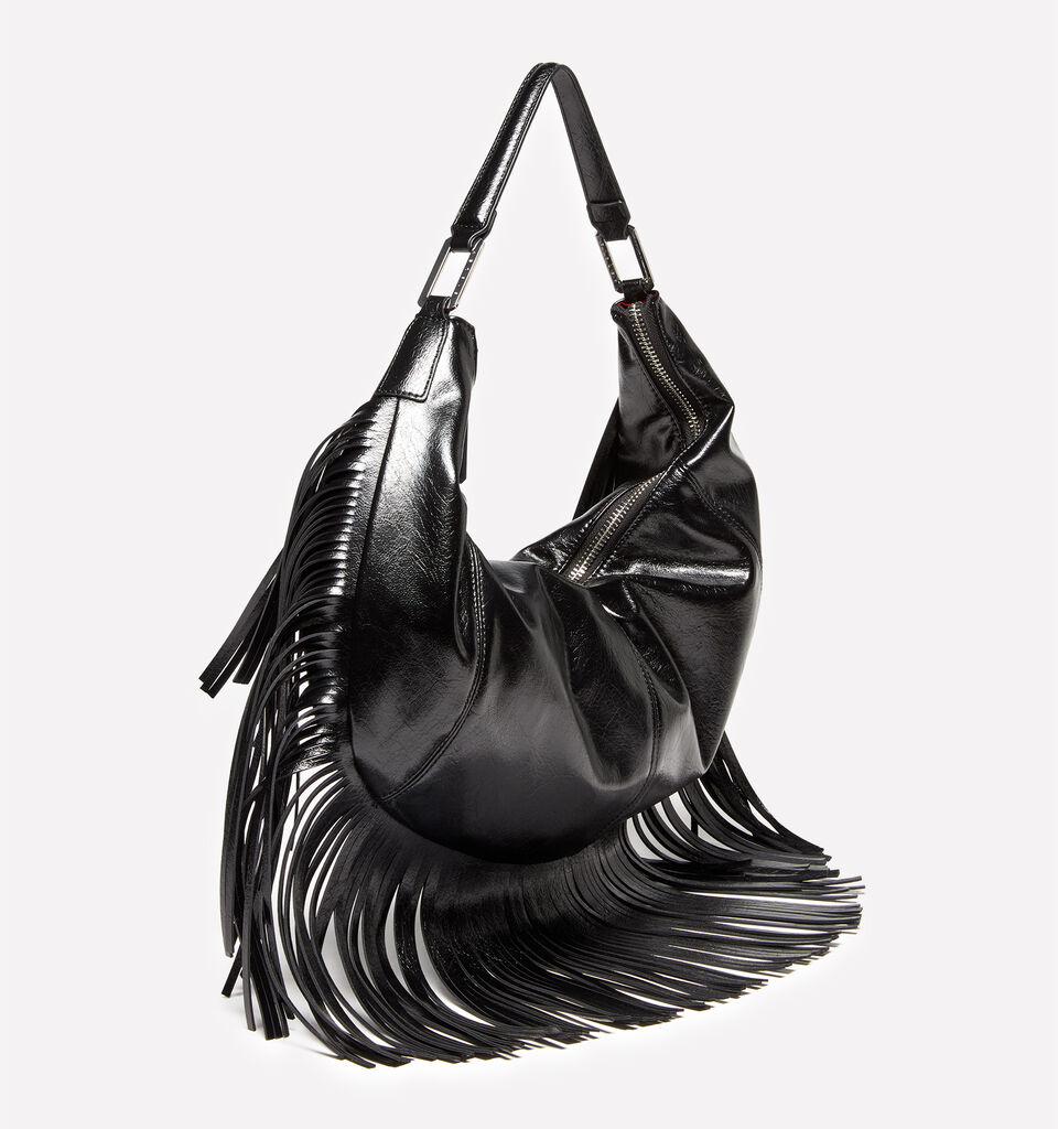 Τσάντα ώμου μαύρη με κρόσσια - null - Μαυρο | Sisley image number 2